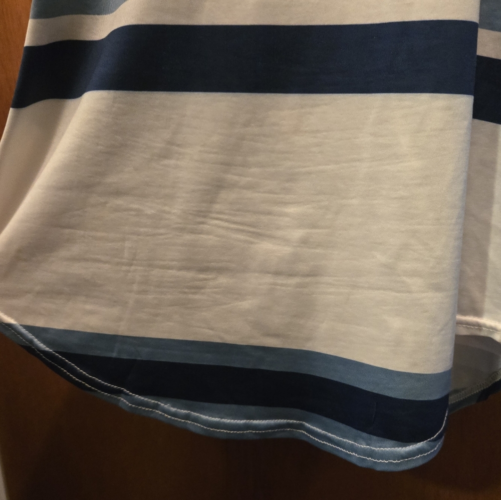 Free People NEW no tags striped whit&blue mock neck tunic/dress szXL - Picture 5 of 9
